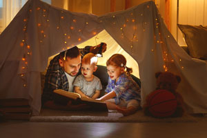 Happy family indoors